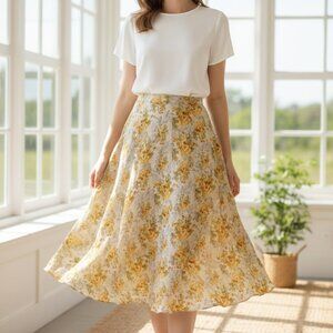 Floral Silkblend Reversible Layered Wrap Maxi Midi Skirt XL Boho Cottagecore